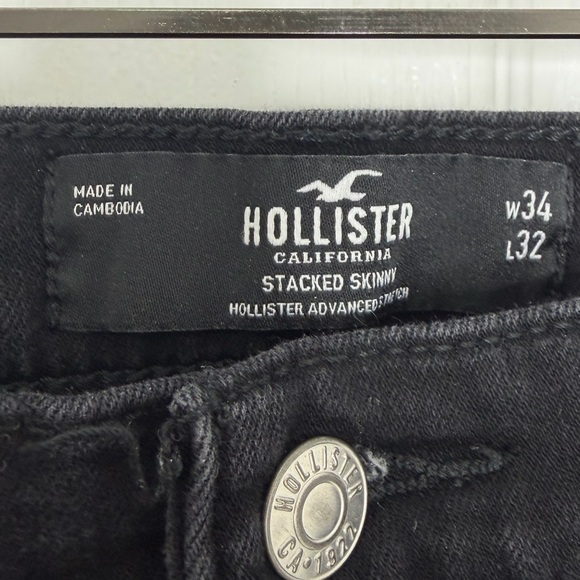 Hollister Men's Black Distressed Skinny Jeans W34 L32 - Picture 4 of 5
